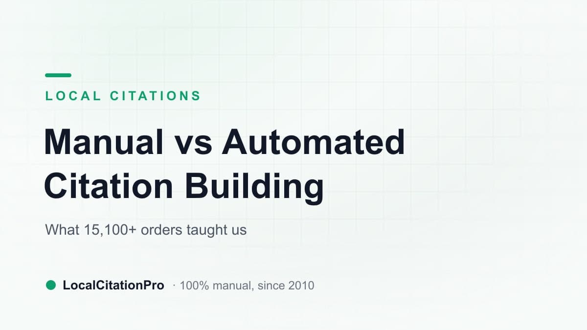 Manual citation building compared with automated bulk submission